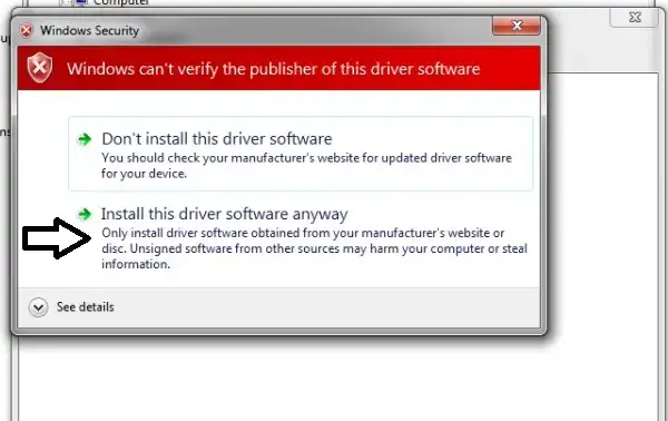 install driver software anyway